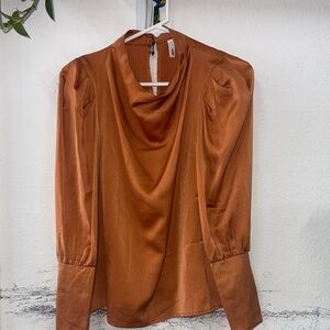 GLAMGLOW Copper Blouse with Draped Neckline true side